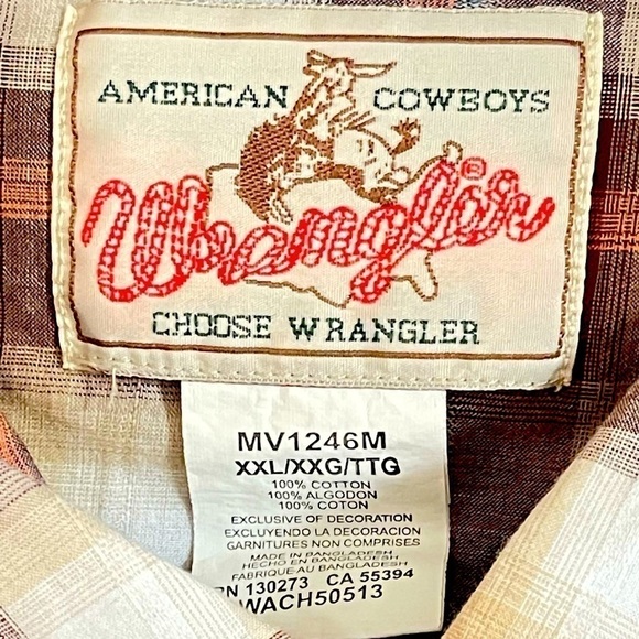 VINTAGE Wrangler Western Pearl Snap Plaid Button Down Shirt Long-Sleeve Size XXL - Picture 3 of 6